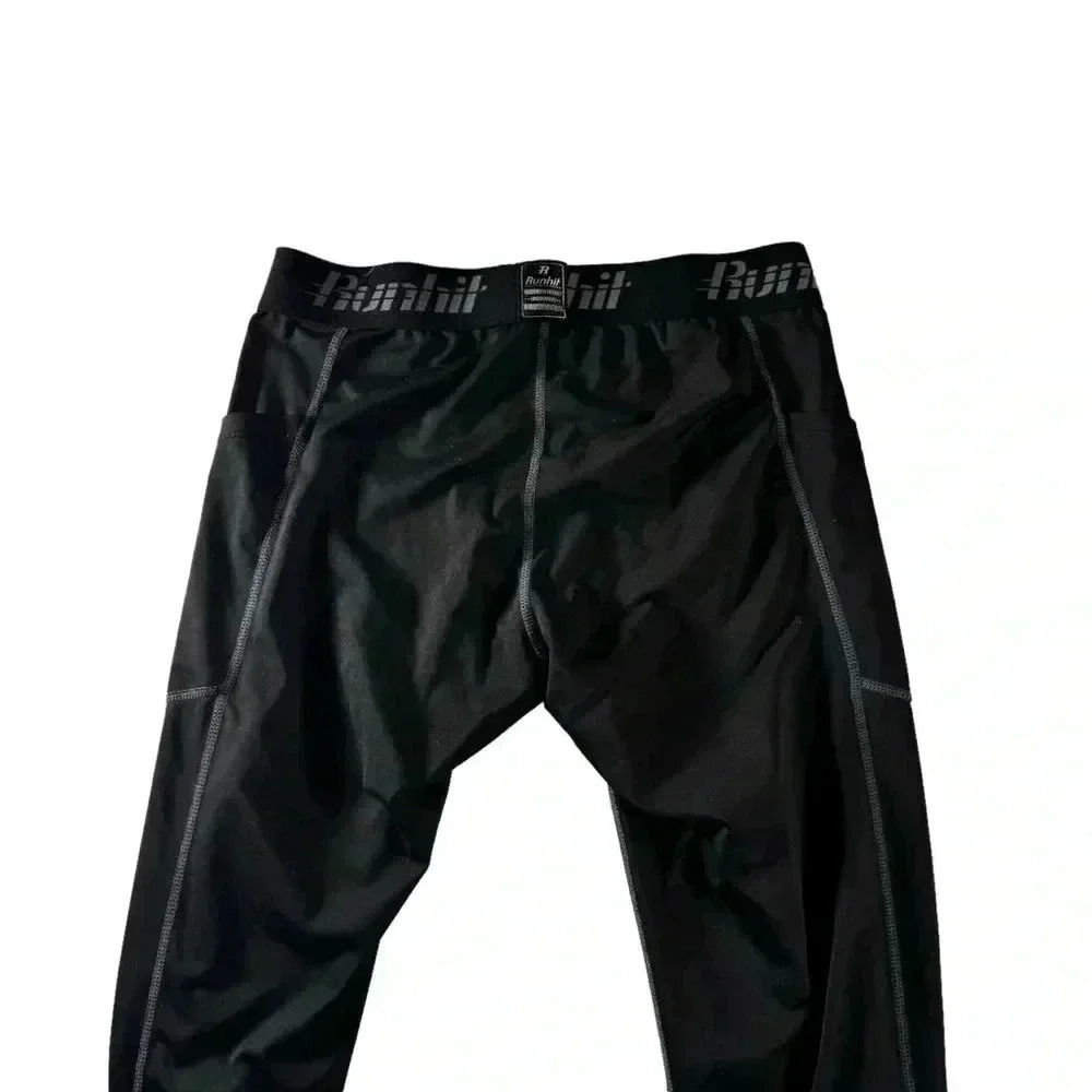 Runhit Boys Leggings Elastic Waist Medium Black Sports Football Baseball Soccer - Picture 13 of 13